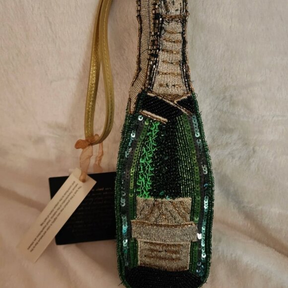 Handmade In India Champagne Bottle Beaded Sequin Bag Wristlet Tik Tok Viral - Picture 1 of 6